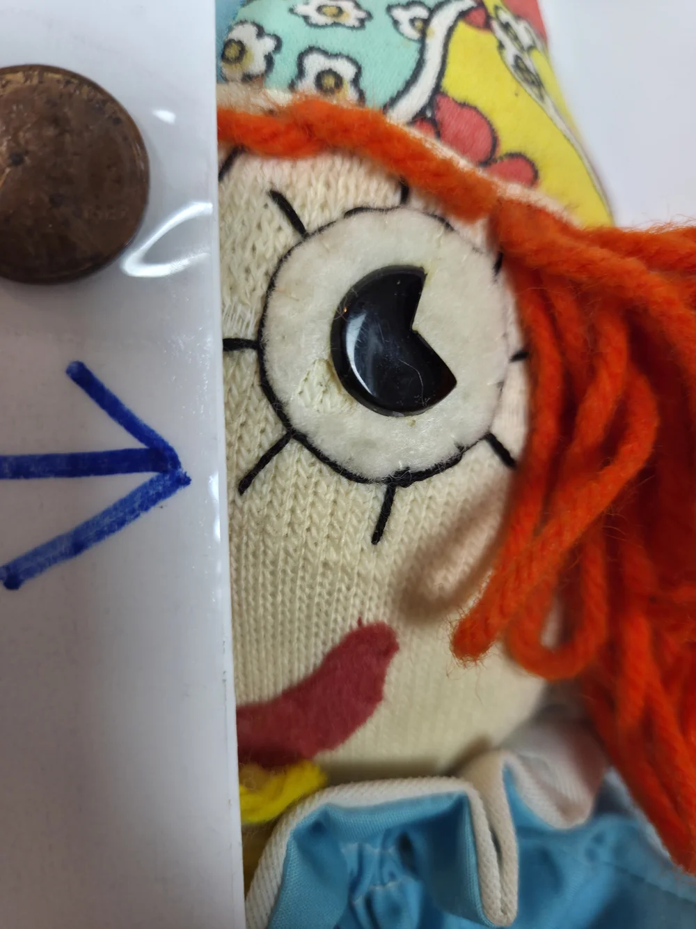 Vintage Style Patchwork Clown Doll - Bright Multi & Sky Blue